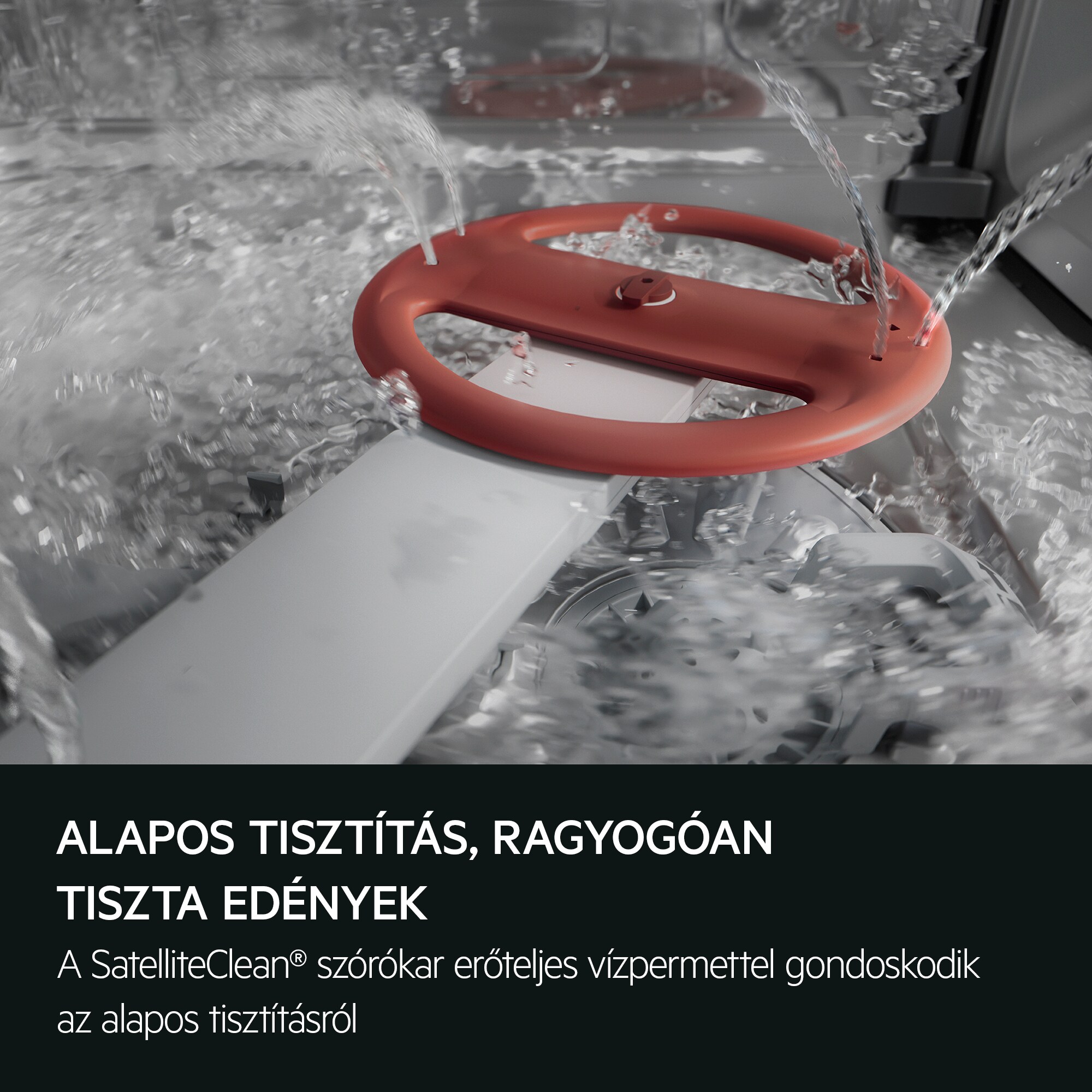 ALAPOS TISZTÍTÁS, HOGY MINDEN EDÉNY RAGYOGJON A SatelliteClean® szórókar erőteljes vízpermettel gondoskodik az alapos tisztításról