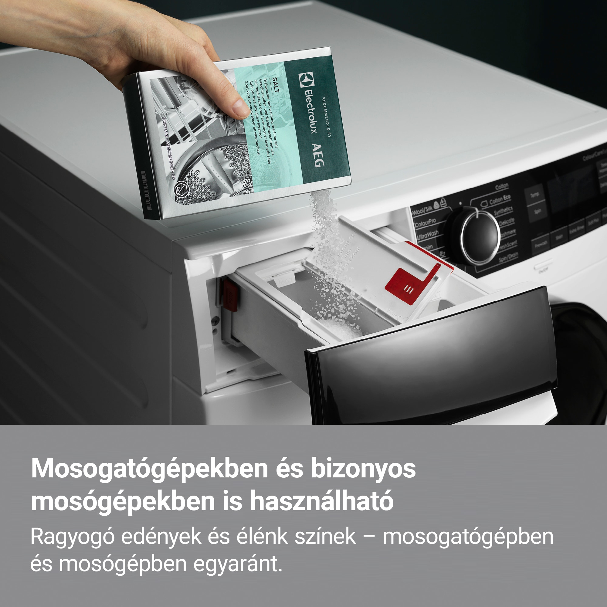 Mosogatógépekben és bizonyos mosógépekben is használható Ragyogó edények és élénk színek – mosogatógépben és mosógépben egyaránt.