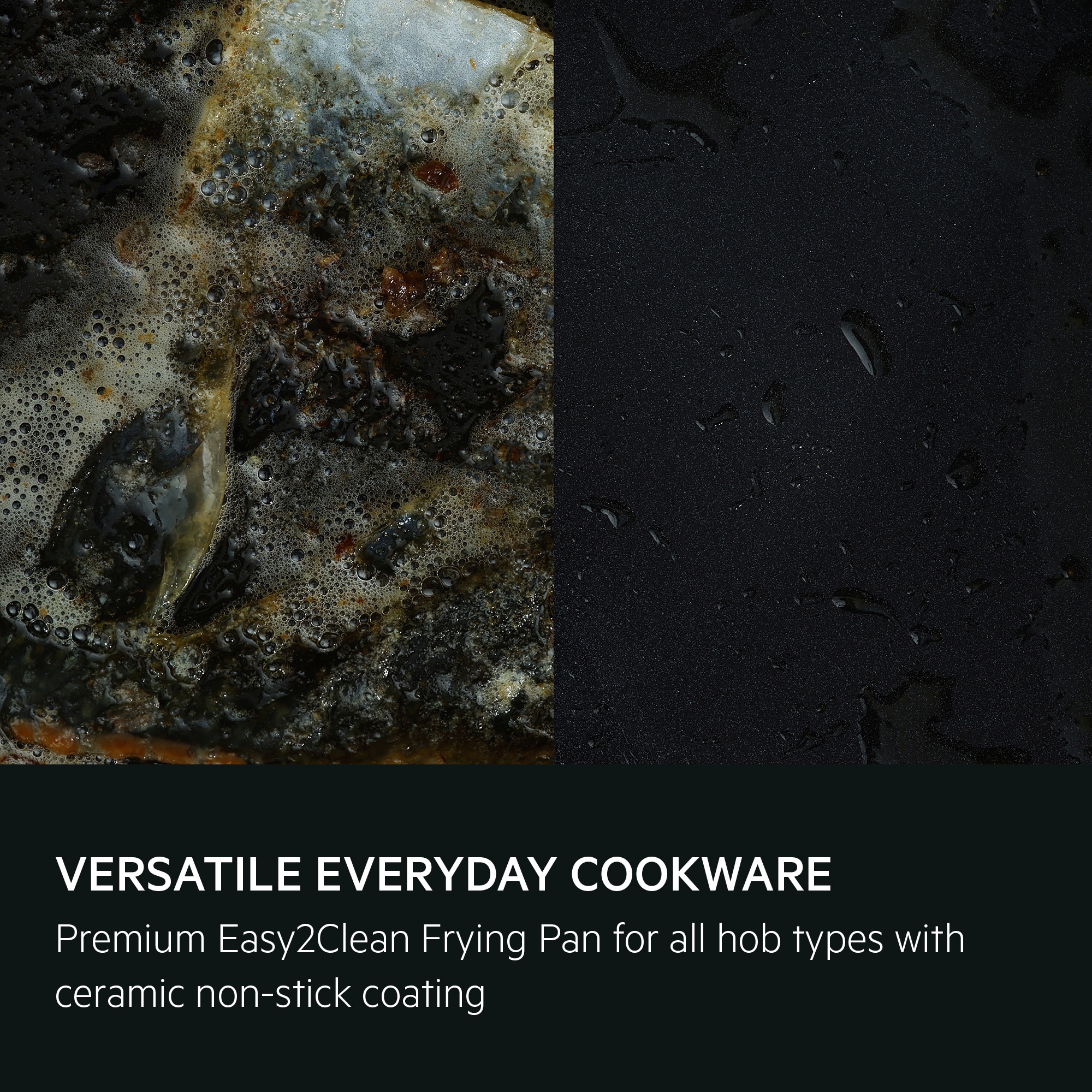 Versatile everyday cookware. Premium Easy2Clean Frying Pan for all hob types with ceramic non-stick coating