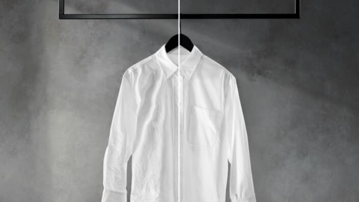 Steam vs no steam on white shirt